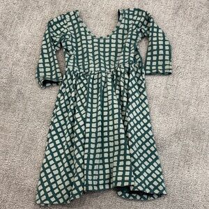 Alice + Ames Girls Teal and Cream Long Sleeve Patterned Casual Dress - 5T